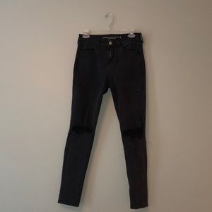 Distressed Knee Black Skinny Jeans